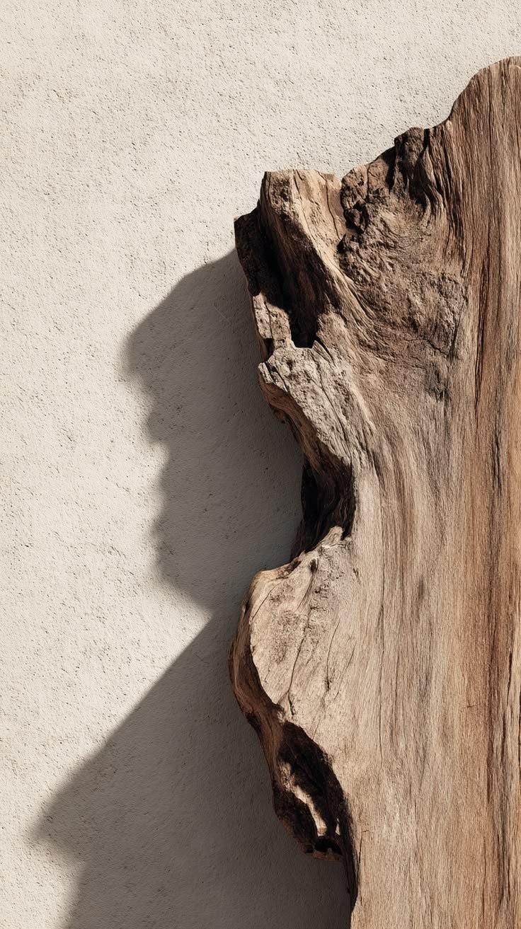 Legno e ombra su muro chiaro